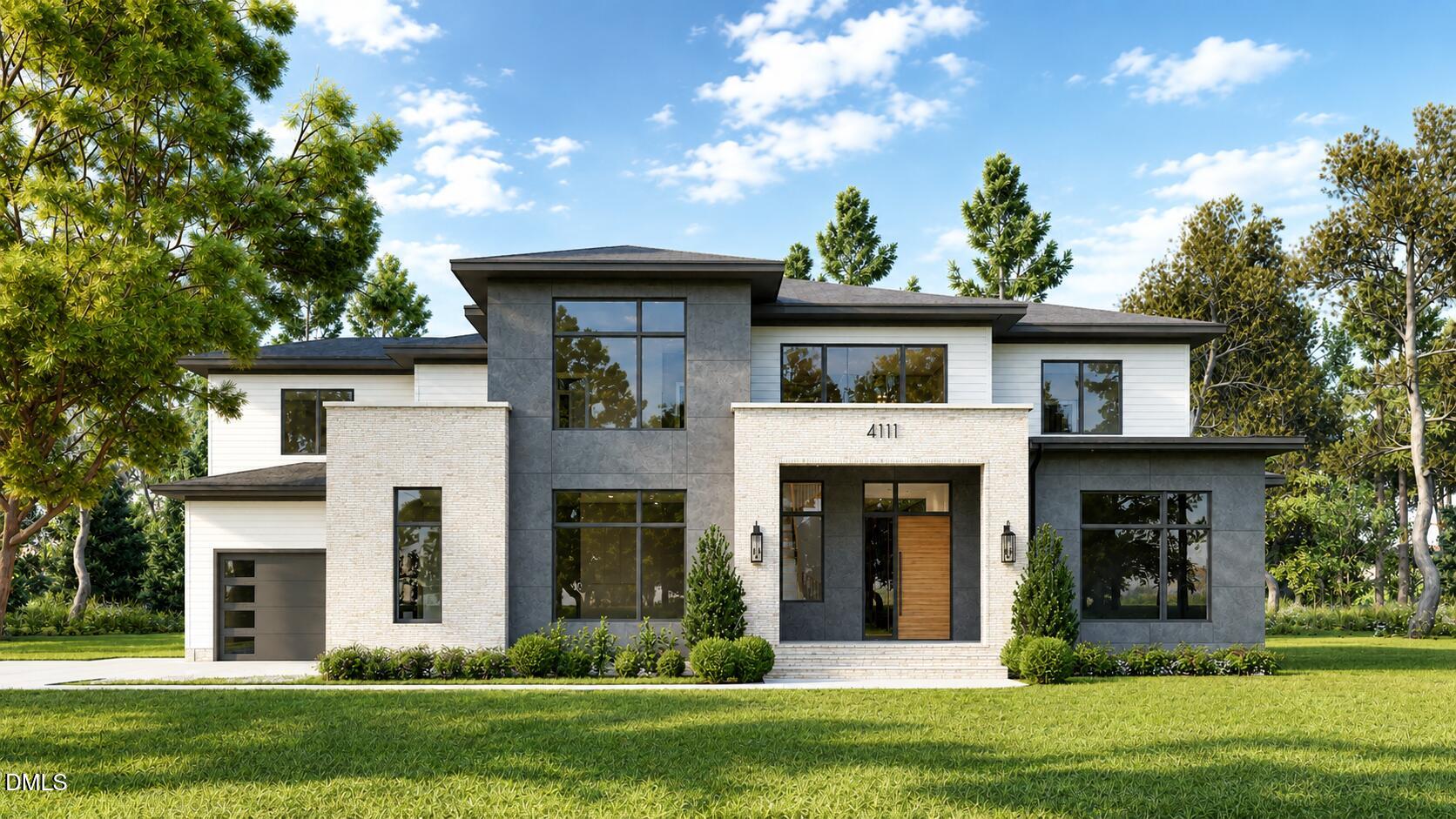 Contemporary Triangle-area home surrounded by mature trees